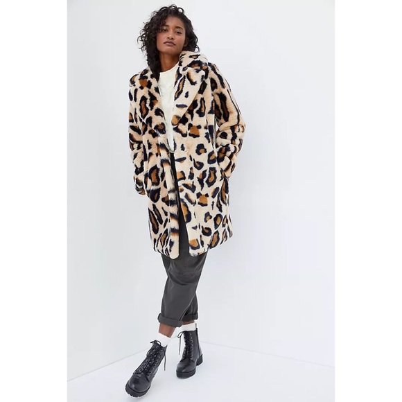 Anthropologie x Sanctuary Collins Leopard Faux Fur Coat Size S - Picture 1 of 7